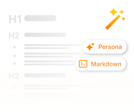 Interface of the Generative AI agent platform showing options for Persona customization and Markdown text formatting.